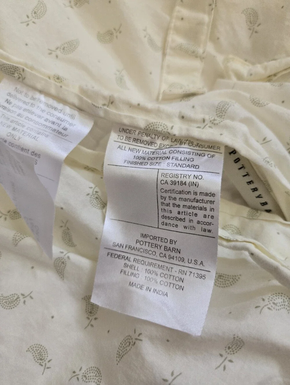 Pottery Barn Elizabeth Paisley Twin Size Sham + Duvet Cover Cottagecore Romantic